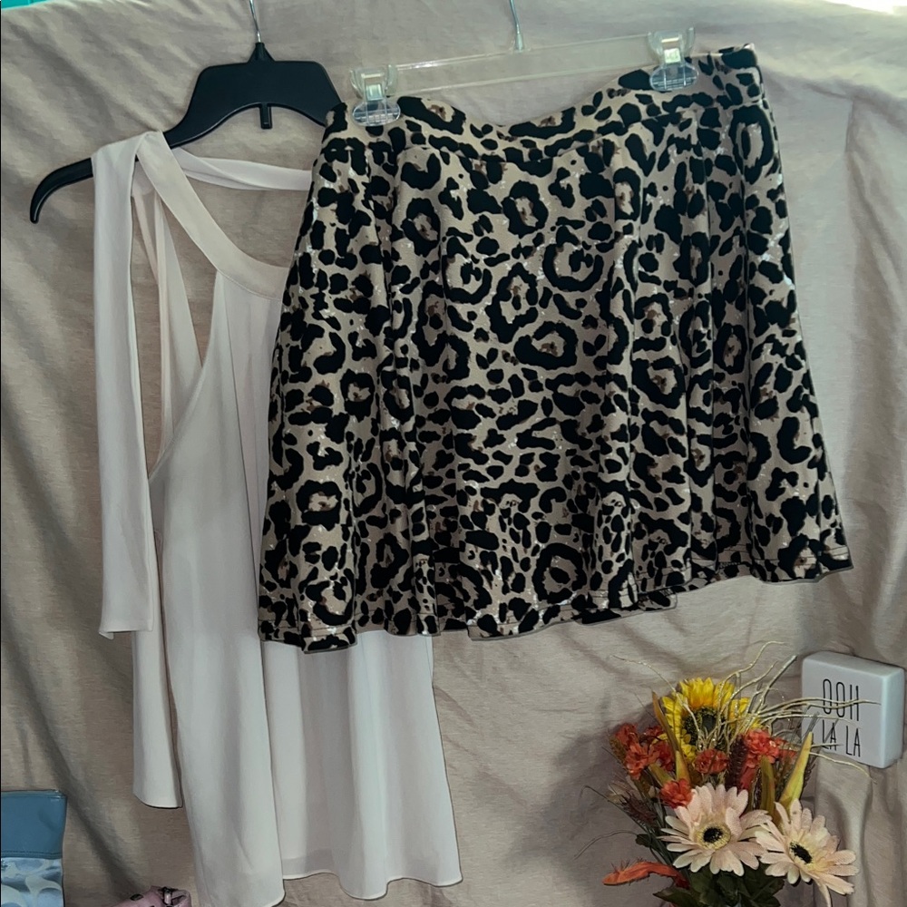 SHEIN Leopard Print Blouse and Skirt Set